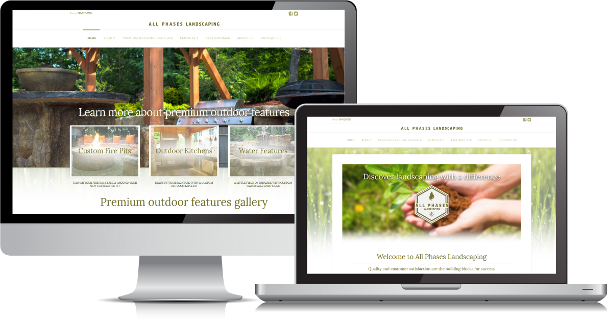 All Phases Landscaping website on large devices