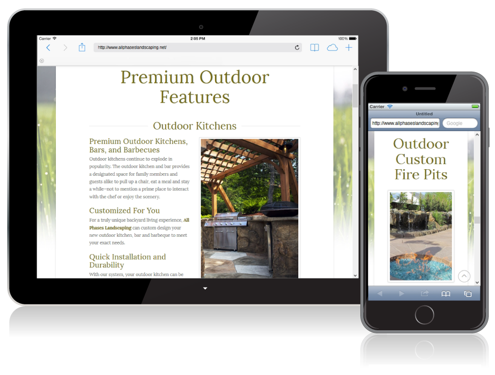 All Phases Landscaping website on small devices