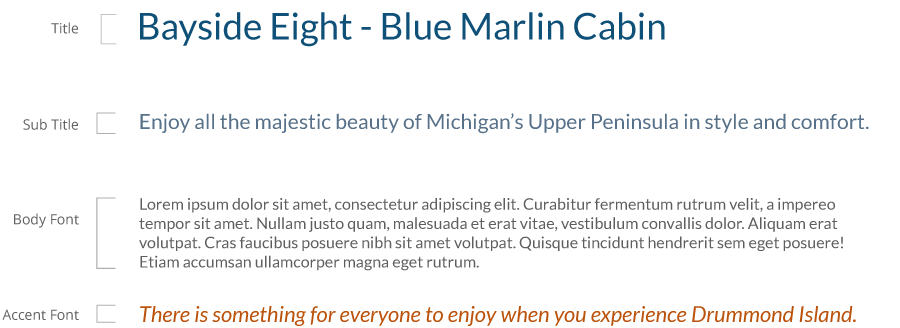 Bayside Eight - Blue Marlin Cabin typography