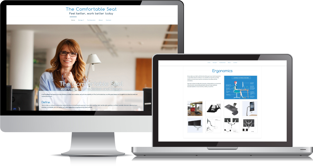 The Comfortable Seat website on large devices