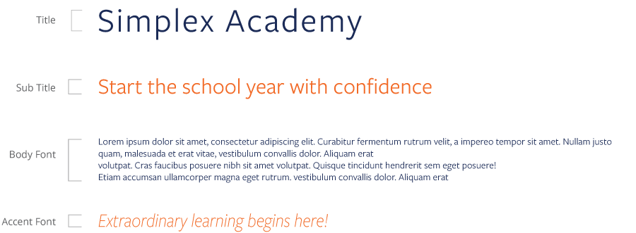 Simplex Academy typography