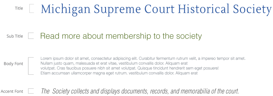 Michigan Supreme Court Historical Society typography