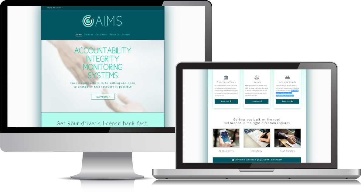 AIMS website on large devices