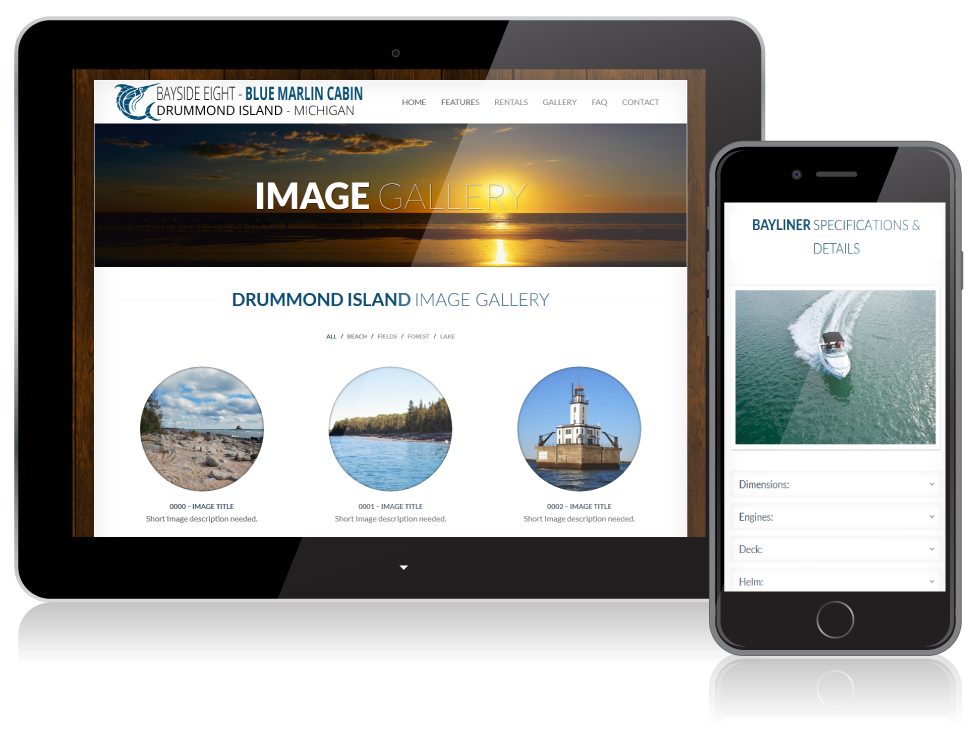 Bayside Eight - Blue Marlin Cabin website on mobile devices