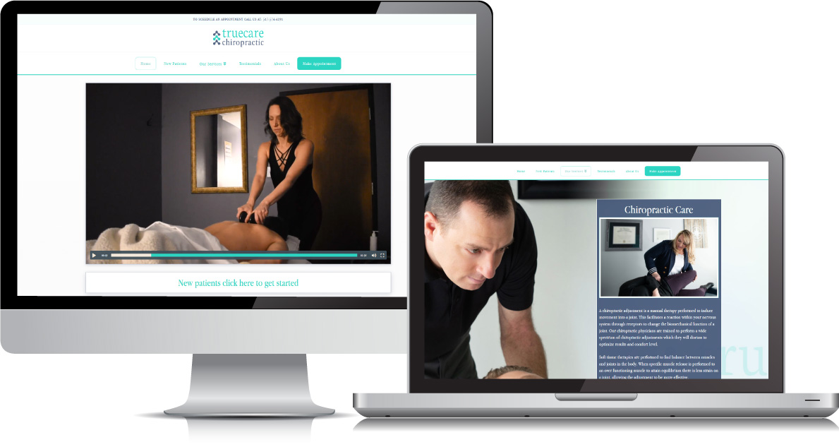 Truecare Chiropractic website on large devices