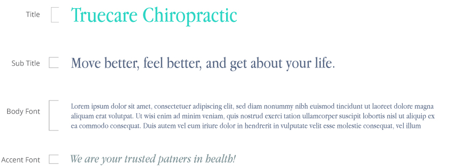 Truecare Chiropractic typography